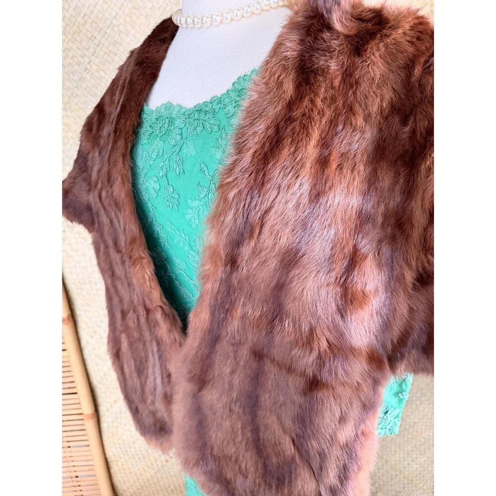 Vintage 1950’s Brown Muskrat Fur Wrap Stole One Size